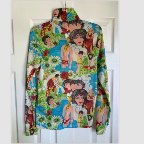 PRADA MENS FLASH BACK PRINT TURTLENECK TOP SHIRT Blouse SMALL - Picture 4 of 14